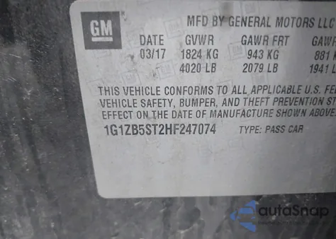 2017 Chevrolet Malibu Ls from USA, damaged, VIN 1G1ZB5ST2HF247074